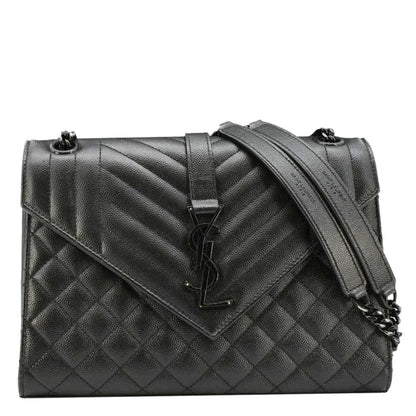 Saint Laurent Envelope Leather Black Shoulder Bag Style 25
