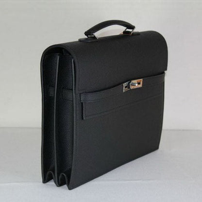 Luxury Hermes Briefcases Briefcase Cow Leather Black Bag