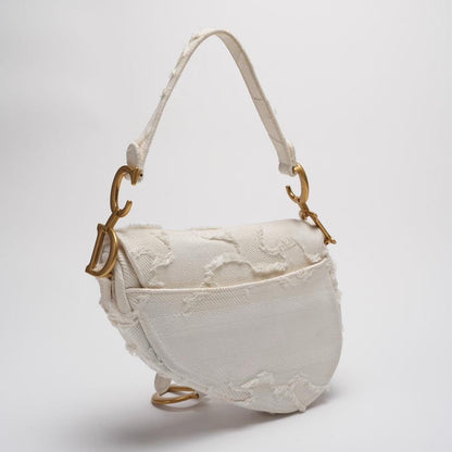 Dior Saddle Bag Camouflage White Canvas Medium Handbag With Gold Hardware 2020