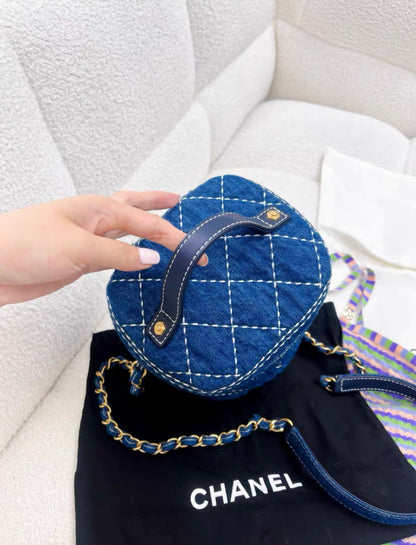 Chanel Vanity Leather Blue Clutch