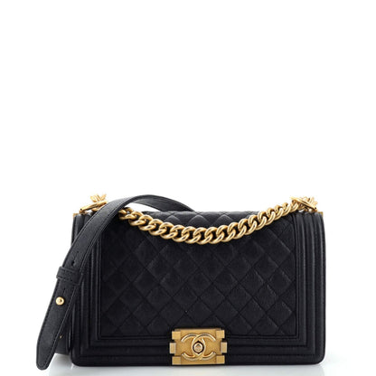 Chanel Boy Quilted Caviar Shoulder Bag Style