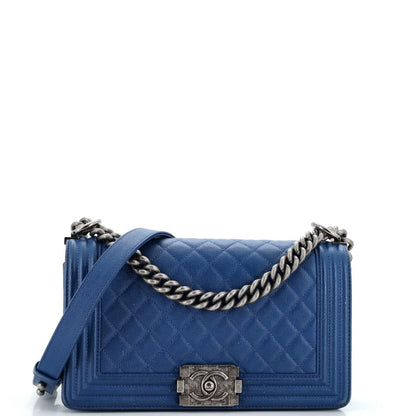 Chanel Boy Quilted Caviar Shoulder Bag