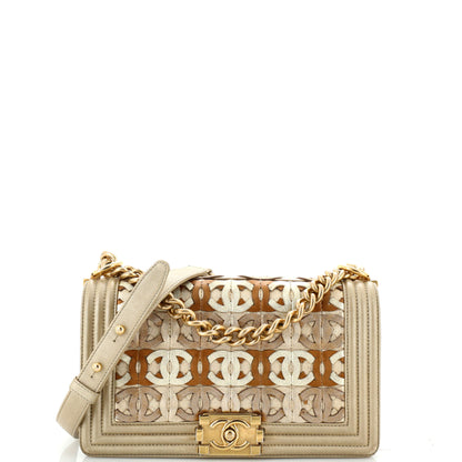 Chanel Boy Flap Bag Woven Leather Old