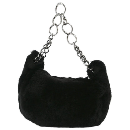 Chanel Black Fur Chain Handbag