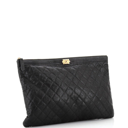 Chanel Boy O Case Clutch Quilted Caviar