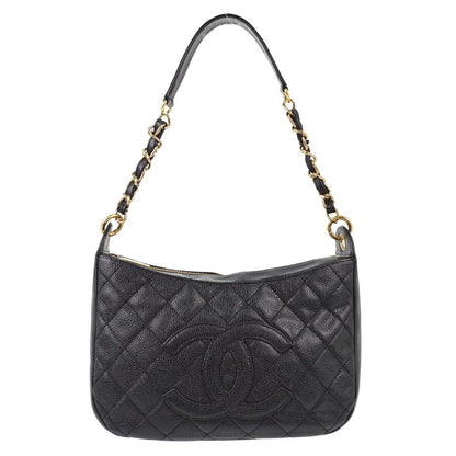 Chanel Black Caviar Skin Hobo Handbag