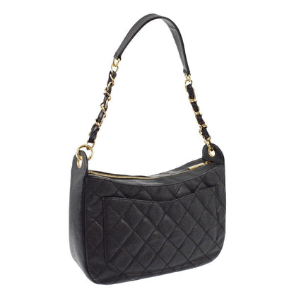 Chanel Black Caviar Skin Hobo Handbag