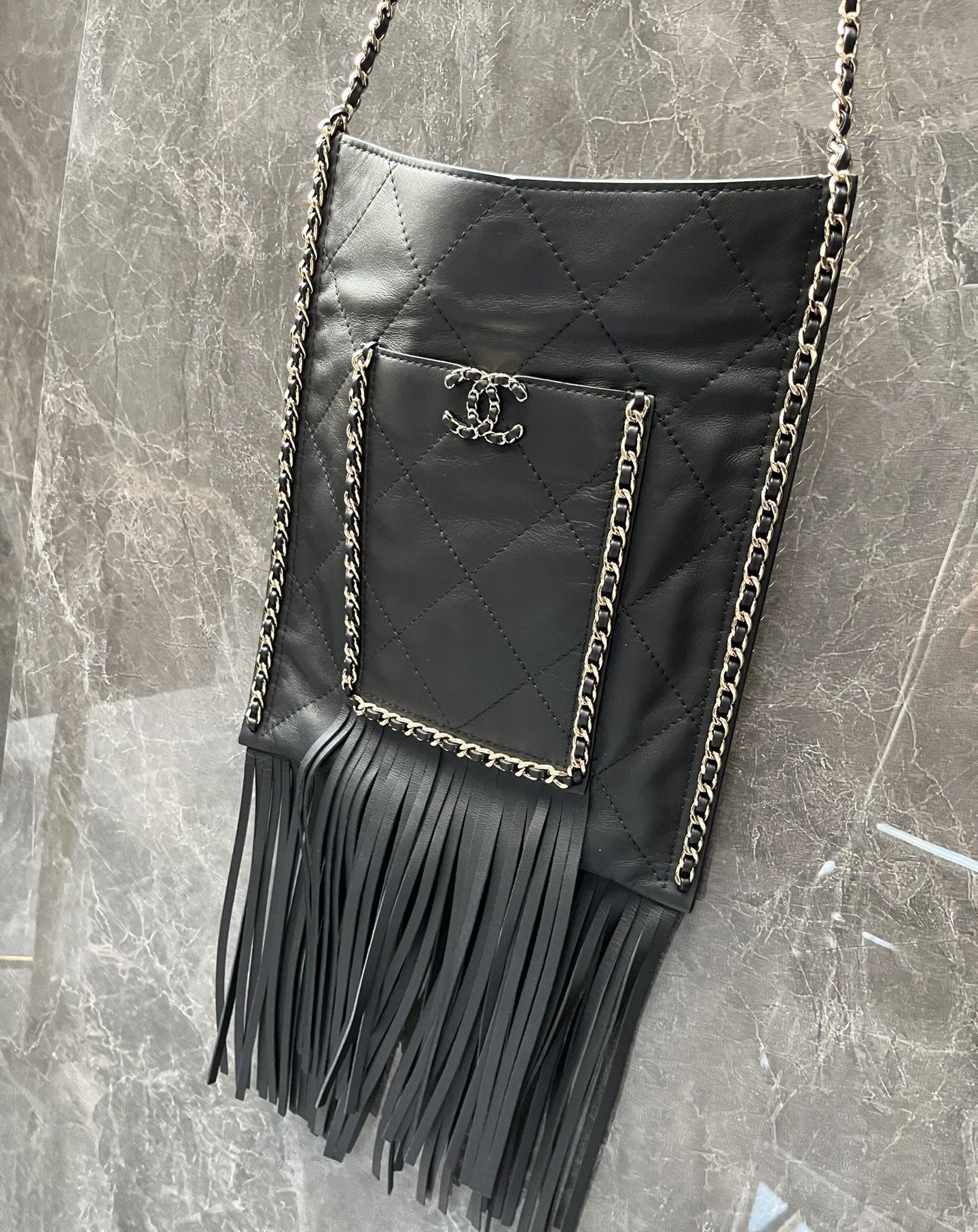 Rare Chanel 22C Leather Chain Tassel Small