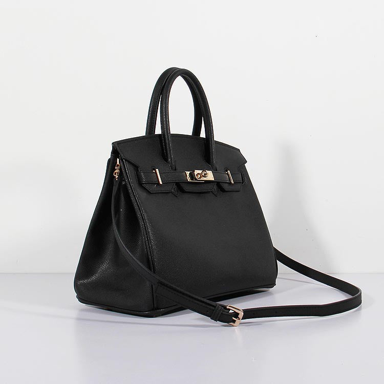 Luxury Hermes 30Cm Birkin Bag Epsom Leather With Strap Black Gold