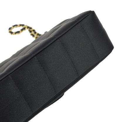 Chanel Black Satin Camellia Choco Bar Shoulder Bag