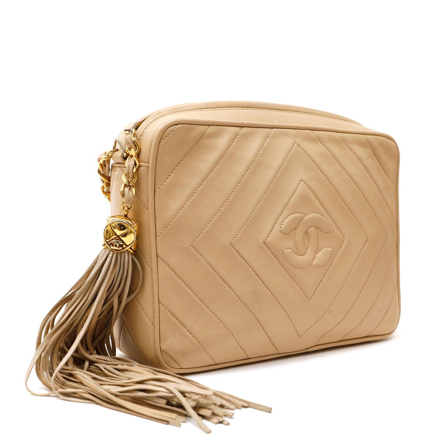 Chanel Quilted Leather Beige Crossbody Style