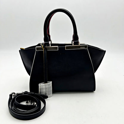Fendi Petit Trois Jour Leather Handbag Black LA11536