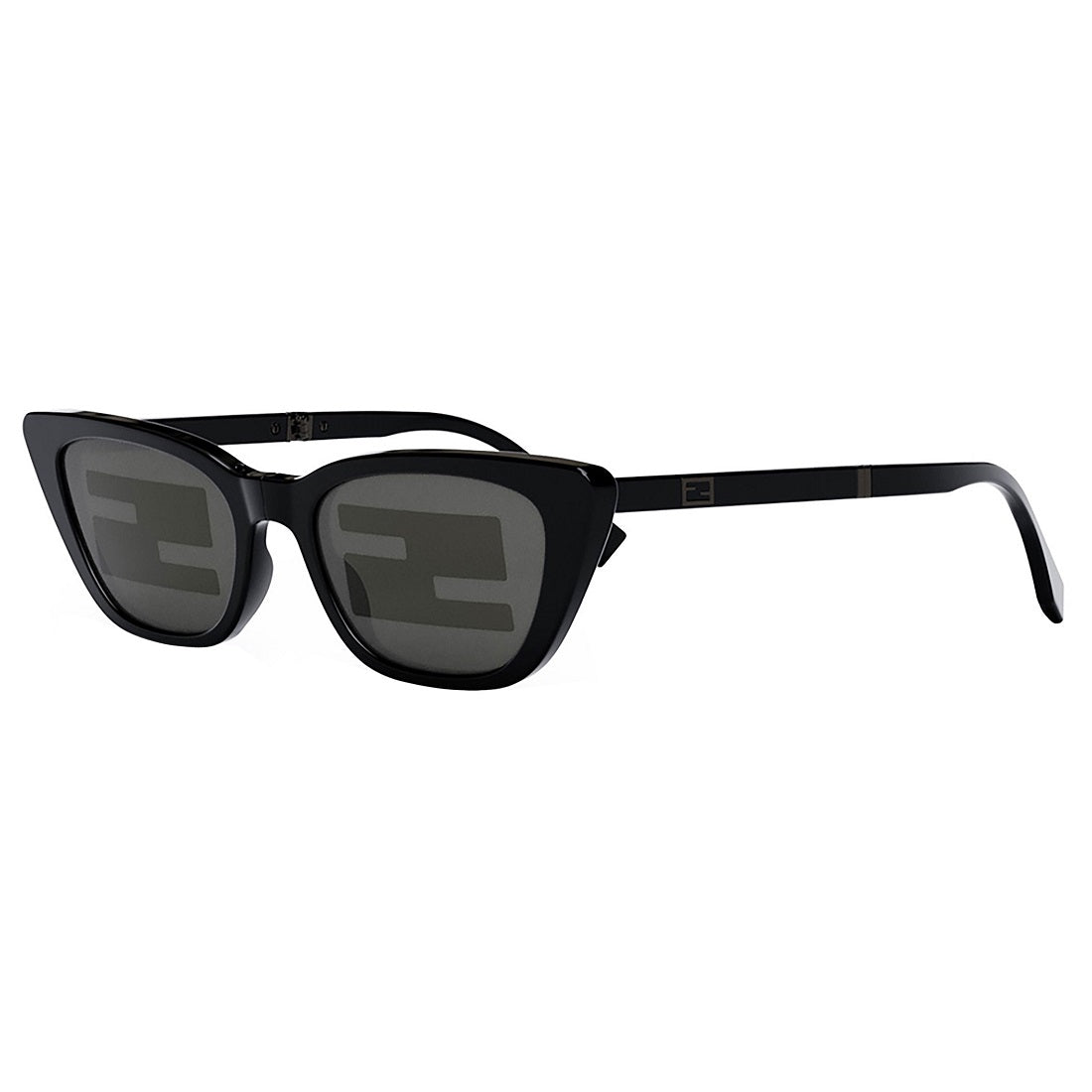 Fendi Sunglasses Cat Eye Full Rim, Shiny Black Frame and Smoke Mirror Pattern Lens FE40089I01C