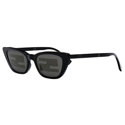 Fendi Sunglasses Cat Eye Full Rim, Shiny Black Frame and Smoke Mirror Pattern Lens FE40089I01C