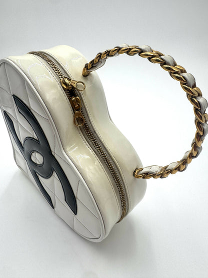 Chanel 1995 Barbie Heart White Vanity Bag