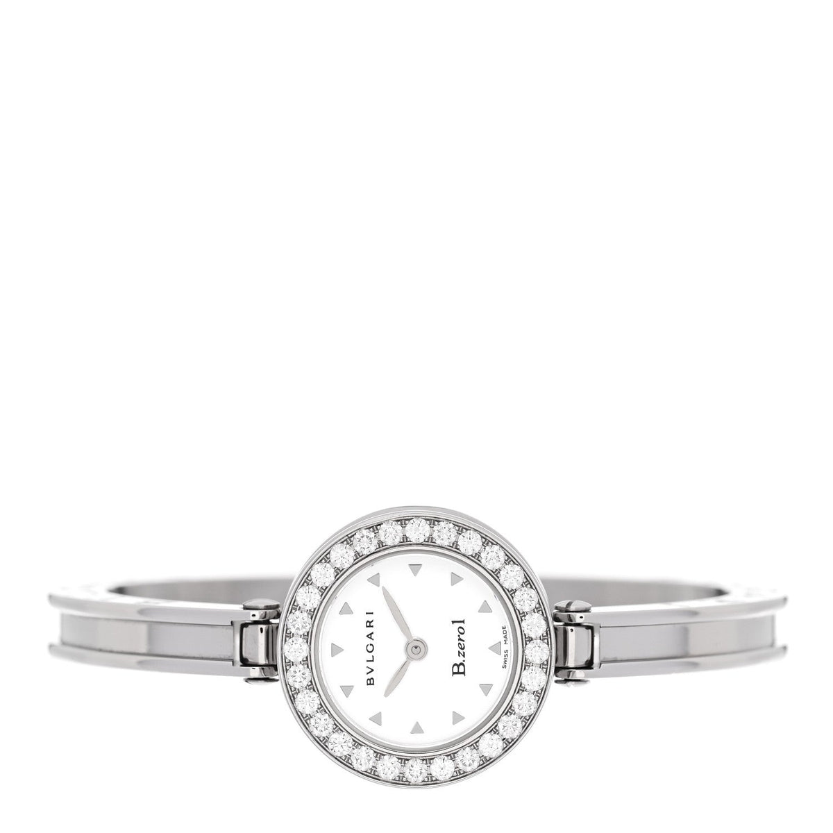 Stainless Steel Diamond Bezel 22mm B.Zero1 Quartz Watch White