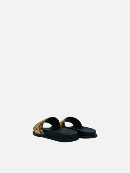 FENDI Fendace Gold & Black Size EU 39 Slides
