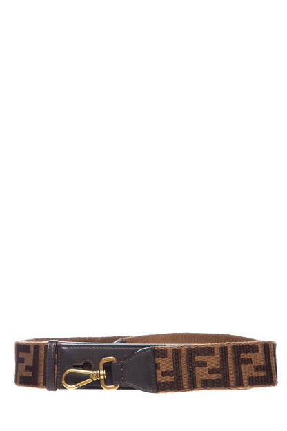 Fendi Brown and Black FF Zucca Print Canvas Bag Strap