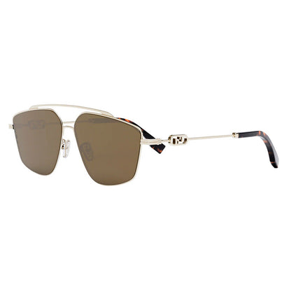 Fendi Sunglasses Aviator Full Rim, White Gold Frame and Brown Lens FE40079U32E