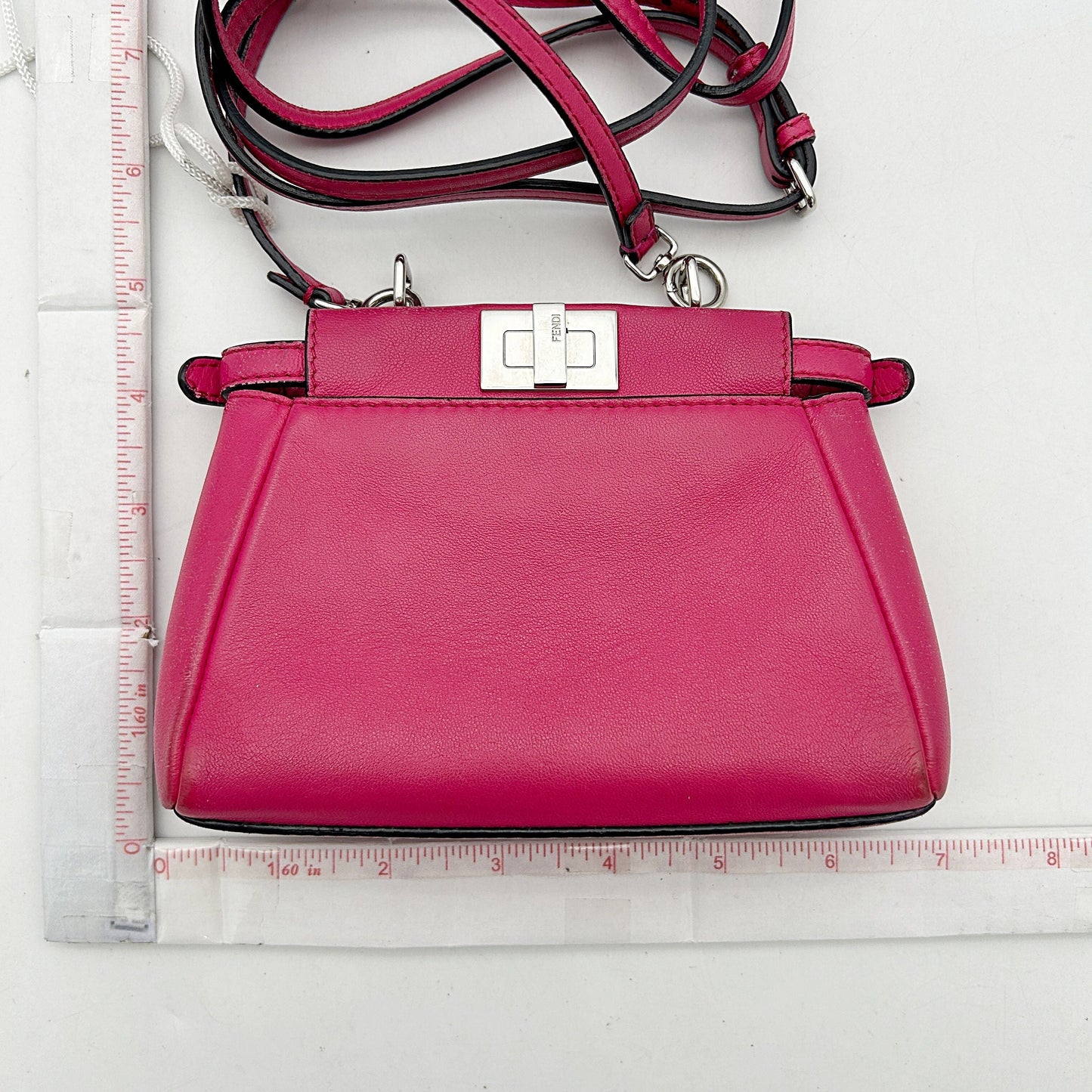 FENDI Nappa Micro Peekaboo Iconic Satchel Magenta LA3198