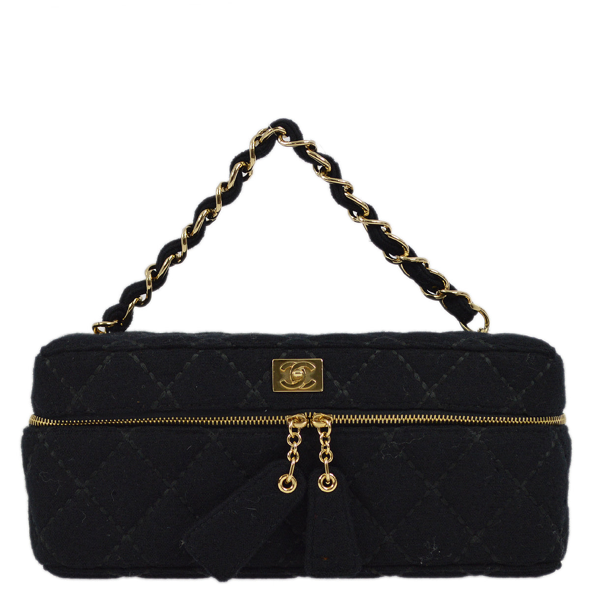 Chanel Black Cotton Wild Stitch Vanity Handbag