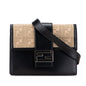 Fendi Flat Baguette Zucca Leather Canvas Shoulder Bag