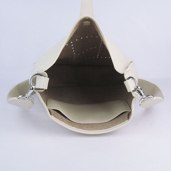 Luxury Hermes Evelyne I Handbag Beige Silver