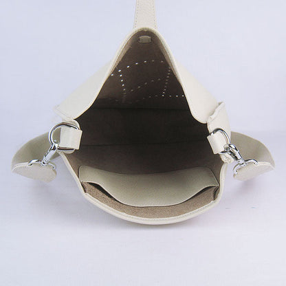 Luxury Hermes Evelyne I Handbag Beige Silver