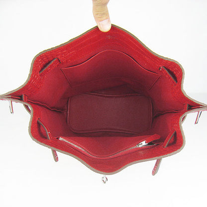Luxury Hermes Crocodile Vein Shoulder Bag Red Silver