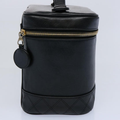 Chanel Bicolole Vanity Cosmetic Pouch Leather Black CC Auth bs10292
