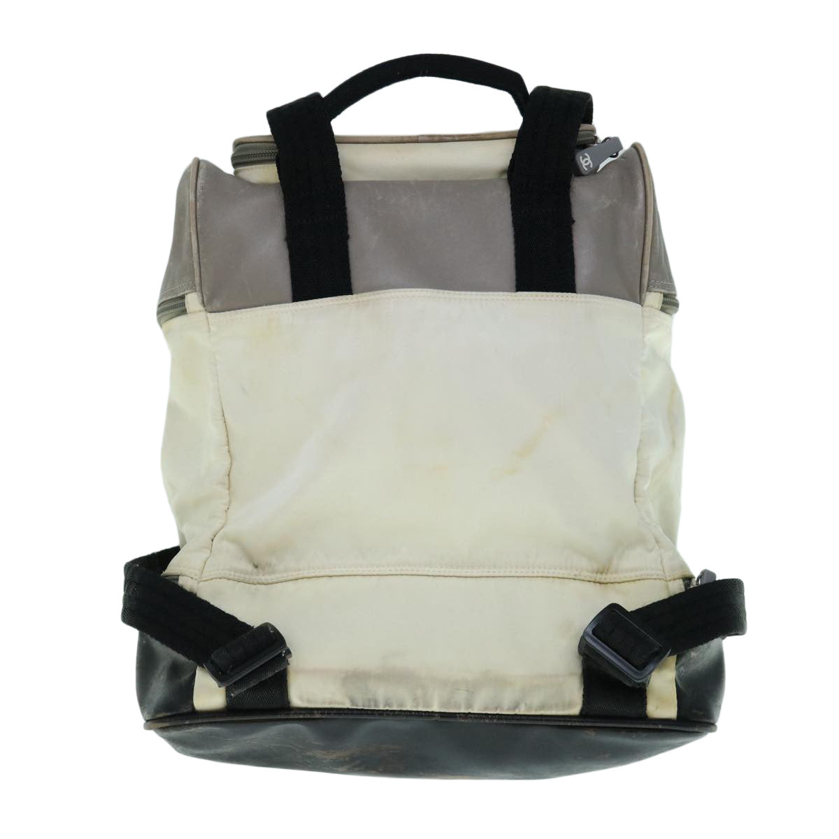 Chanel Backpack Nylon Beige CC Auth bs10906