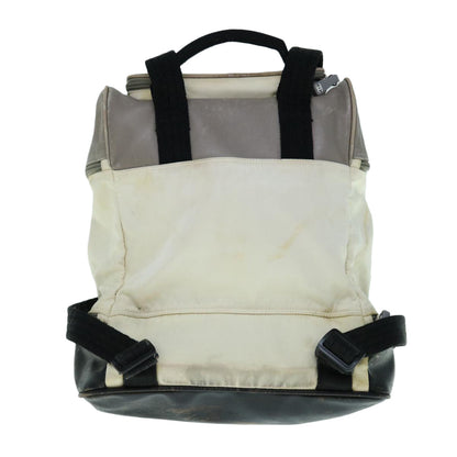 Chanel Backpack Nylon Beige CC Auth bs10906