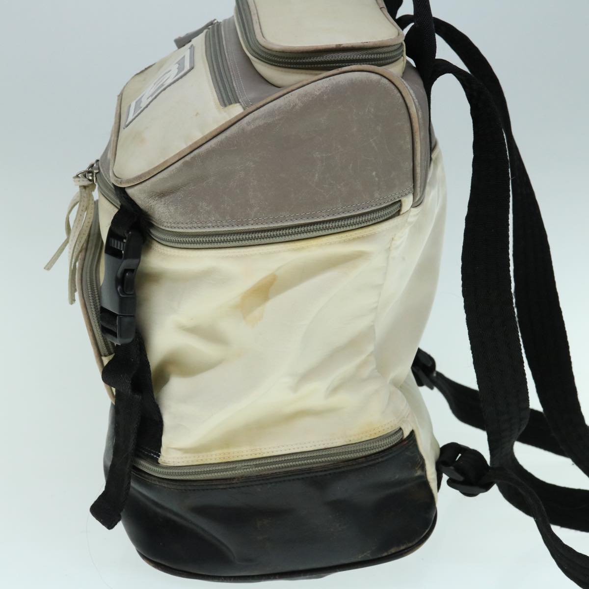 Chanel Backpack Nylon Beige CC Auth bs10906