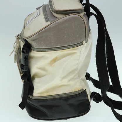 Chanel Backpack Nylon Beige CC Auth bs10906