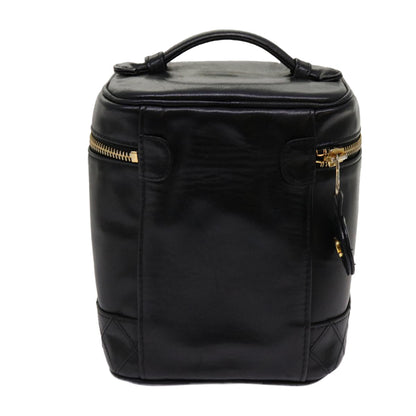 Chanel Bicolole Vanity Cosmetic Pouch Leather Black CC Auth bs13041