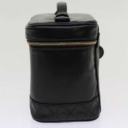 Chanel Bicolole Vanity Cosmetic Pouch Leather Black CC Auth bs13041
