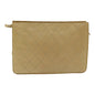 Chanel Bicolore Clutch Bag Leather Beige CC Auth bs16340