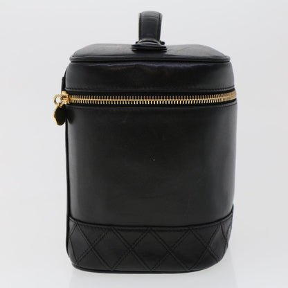 Chanel Bicolole Vanity Cosmetic Pouch Leather Black CC Auth bs6595