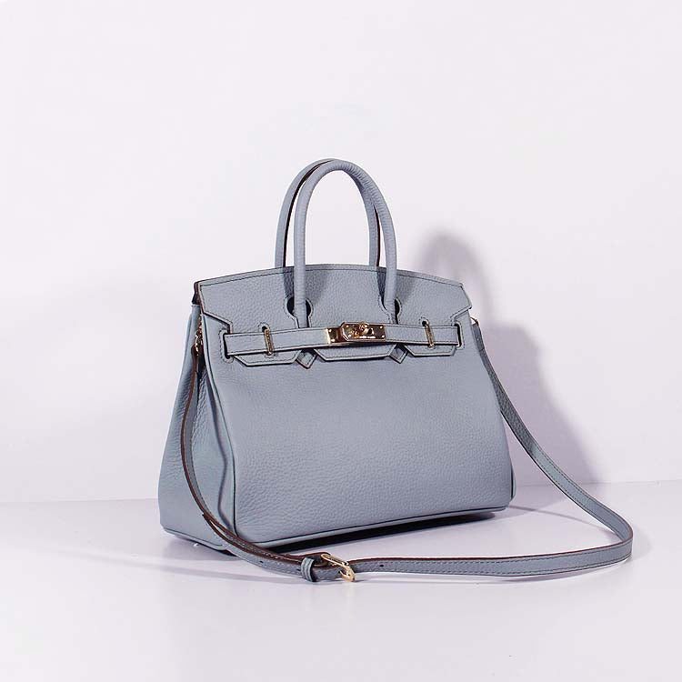 Luxury Hermes 30Cm Birkin Bag Togo Leather With Strap Blue Lin Gold