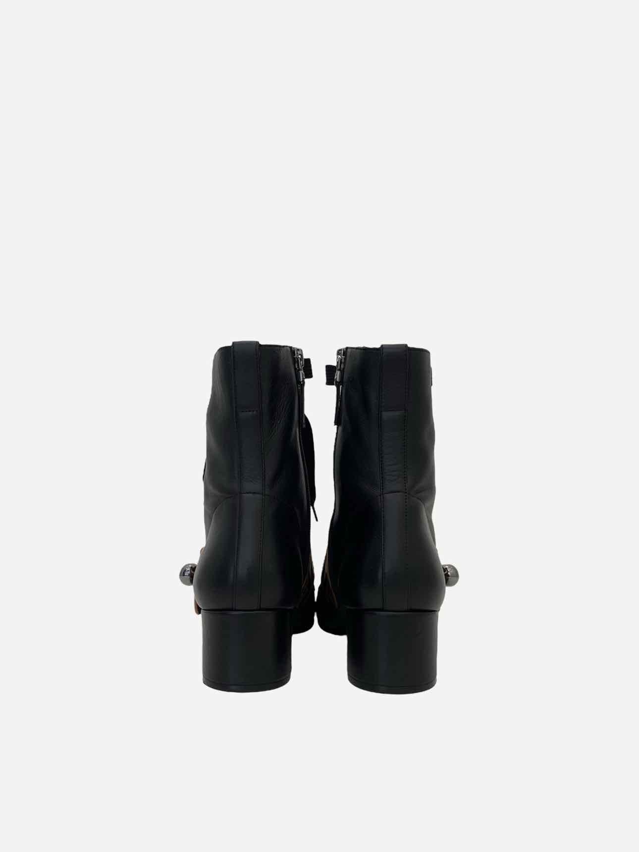 FENDI Lace Up Black FF Motif Size EU 39 Ankle Boots