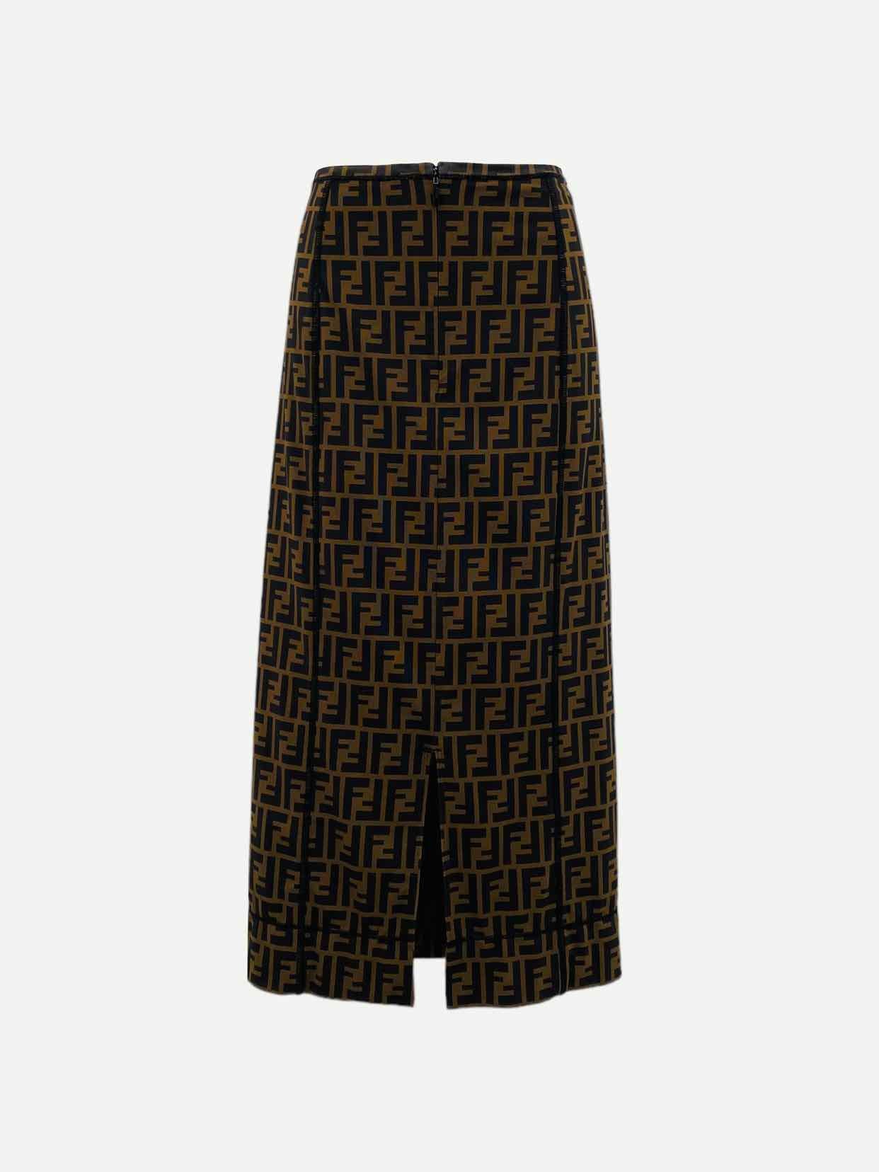 FENDI Pencil Brown FF Motif Size US 0 Midi Skirt