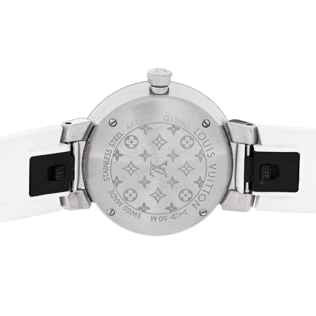 Stainless Steel Rubber Diamond 28mm Tambour Slim Quartz Watch White