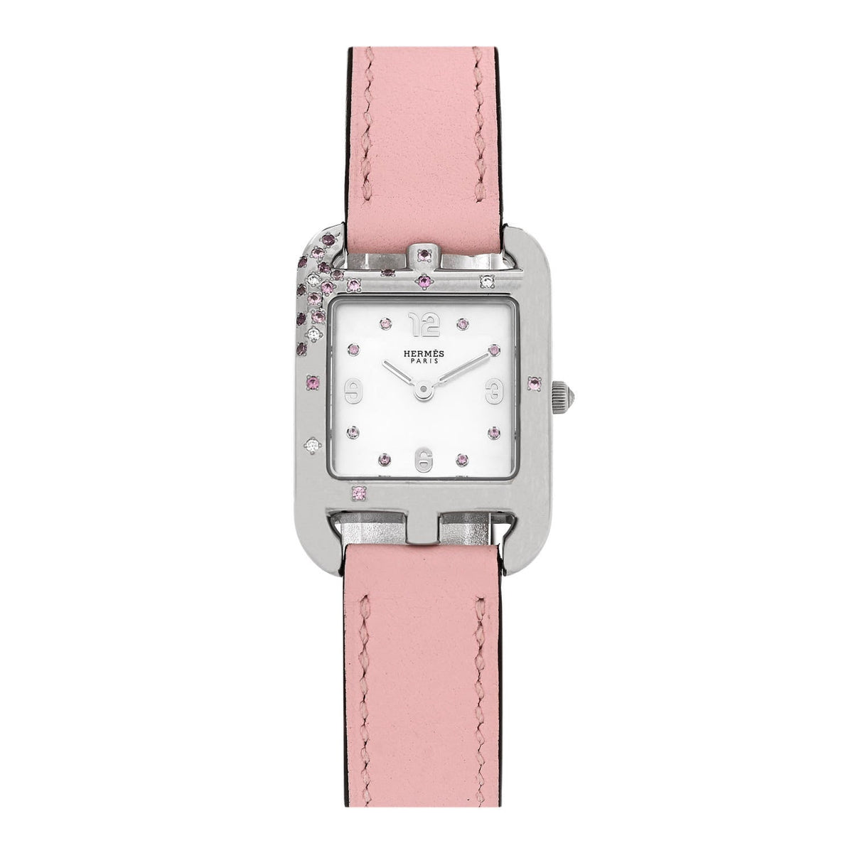Stainless Steel Swift Diamond Pink Sapphire Mother of Pearl 23mm Cape Cod Double Tour Quartz Watch Rose Sakura