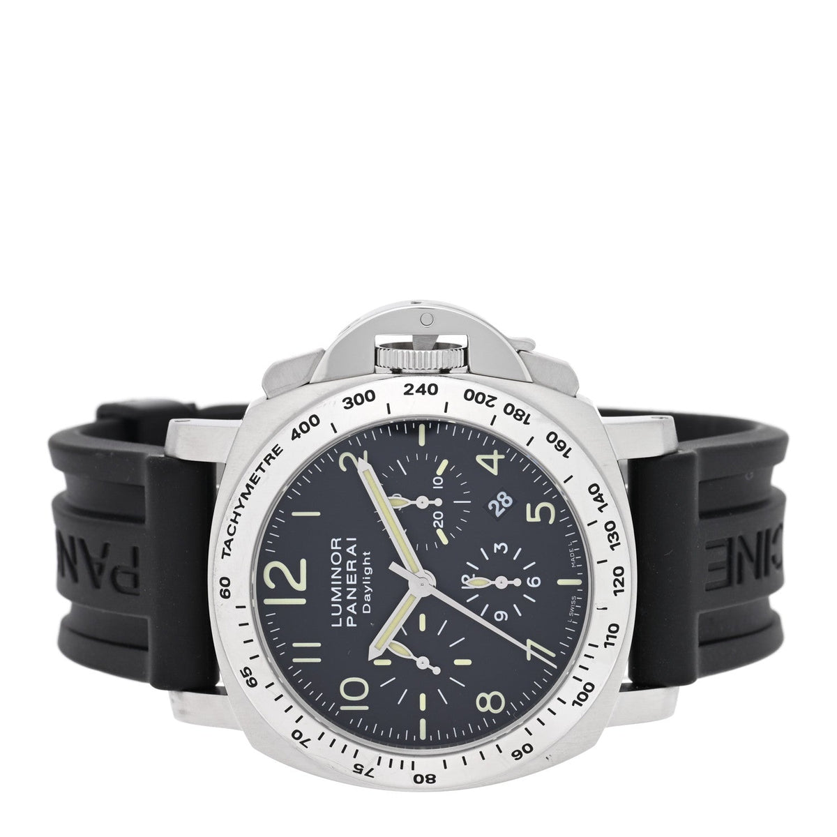 Stainless Steel Rubber 44mm Luminor Daylight Chronograph Automatic Watch Black PAM00250