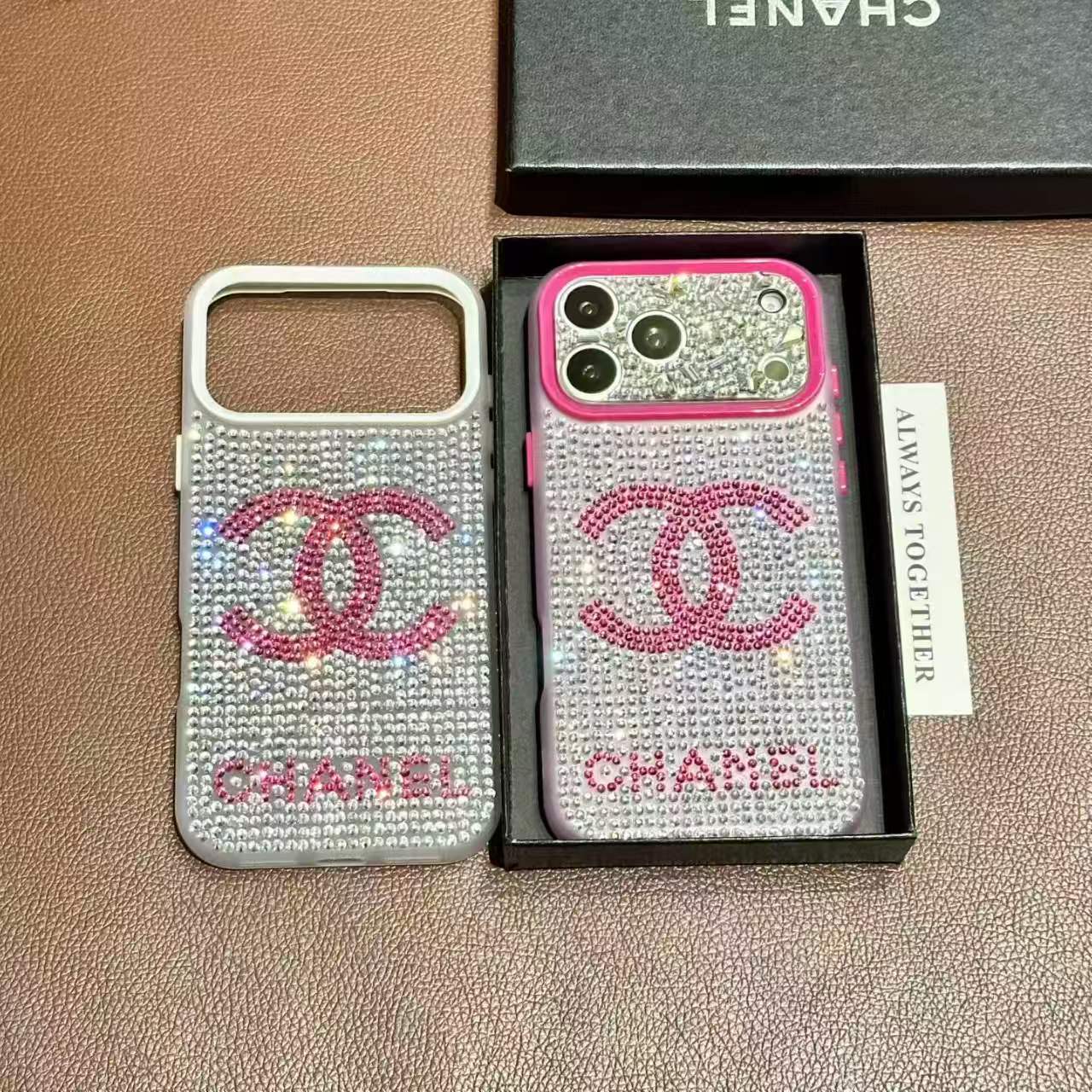 A luxurious, sparkling, and dazzling diamond iPhone phone case.