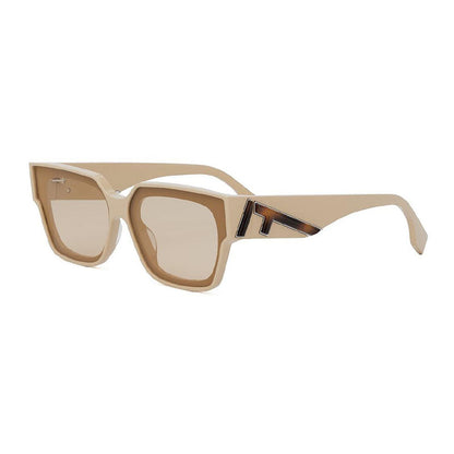 Fendi Sunglasses Square Full Rim, Beige Frame and Brown Lens FE40099I57E