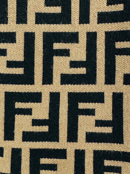 FENDI Beige & Black FF Motif Size Small Short Dress