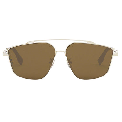 Fendi Sunglasses Aviator Full Rim, White Gold Frame and Brown Lens FE40079U32E