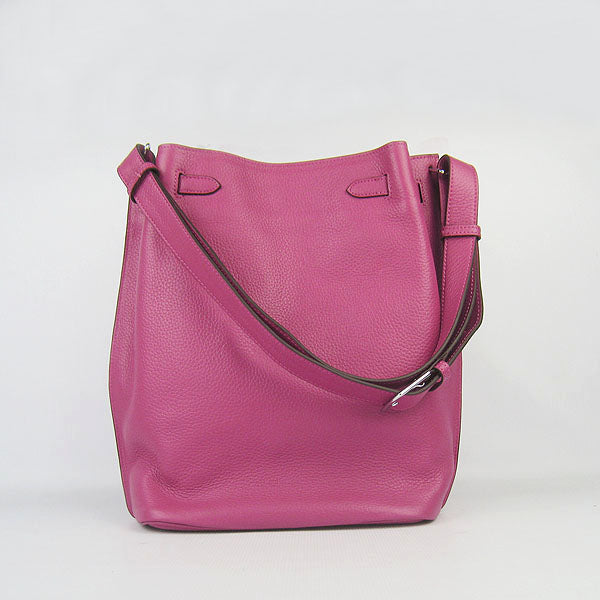 Luxury Hermes Nappa Leather Shoulder Bag Peach Silver