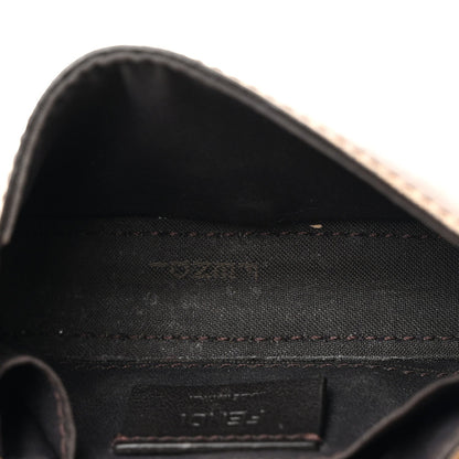 Fendi Glazed Fabric FF 1974 Nano Baguette Belt Charm Mogano Panna
